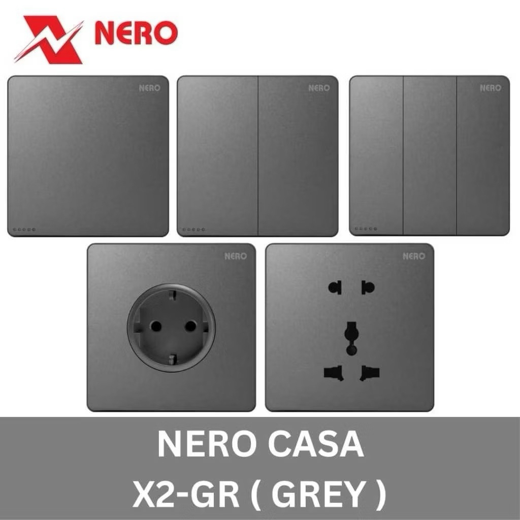 NERO CASA X2 - GR SAKLAR LAMPU - STOP KONTAK - SAKLAR - SAKLAR NERO CASA X2 GREY -  SAKLAR NERO  - N