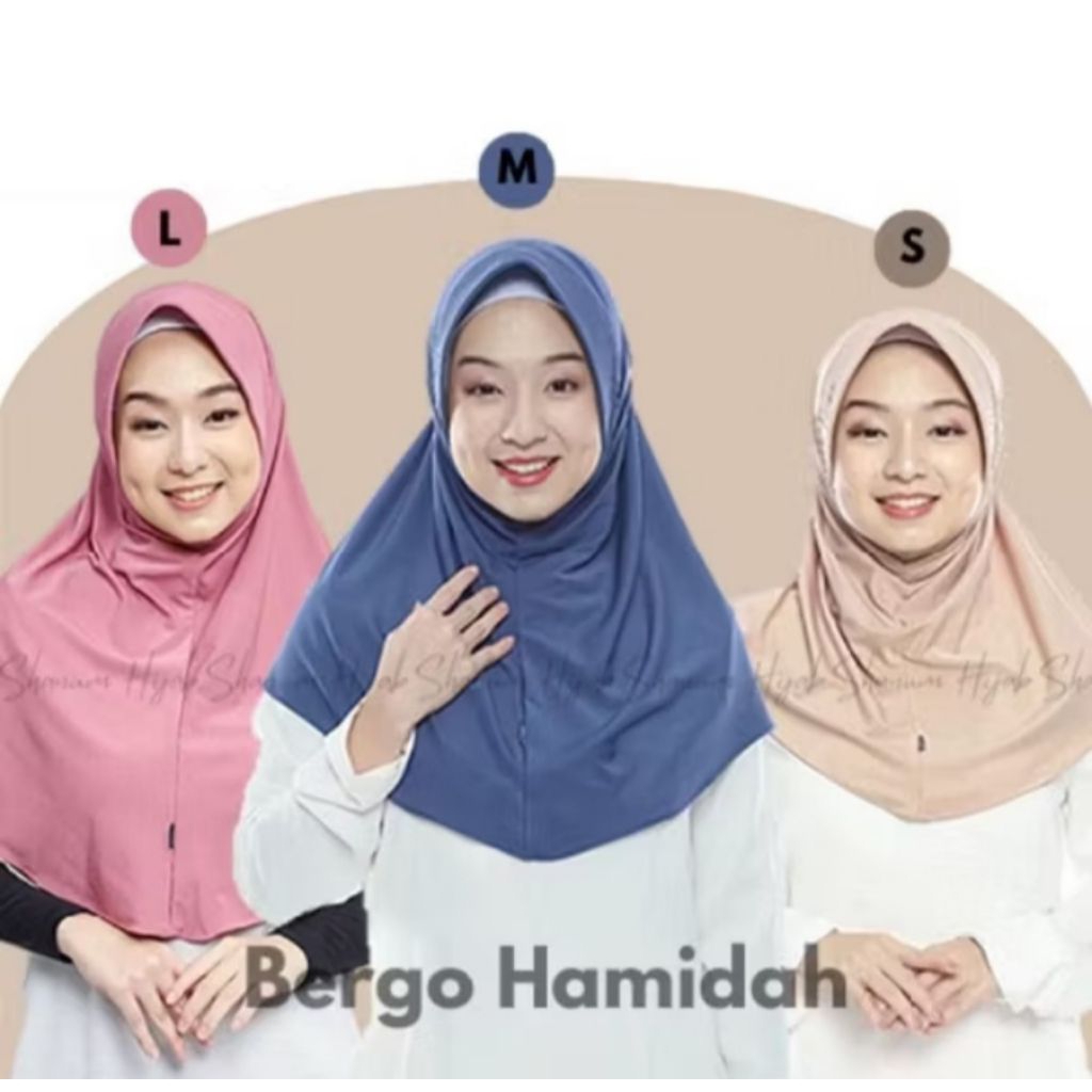 Bergo hamidah, kerudung sporty instan ukuran L