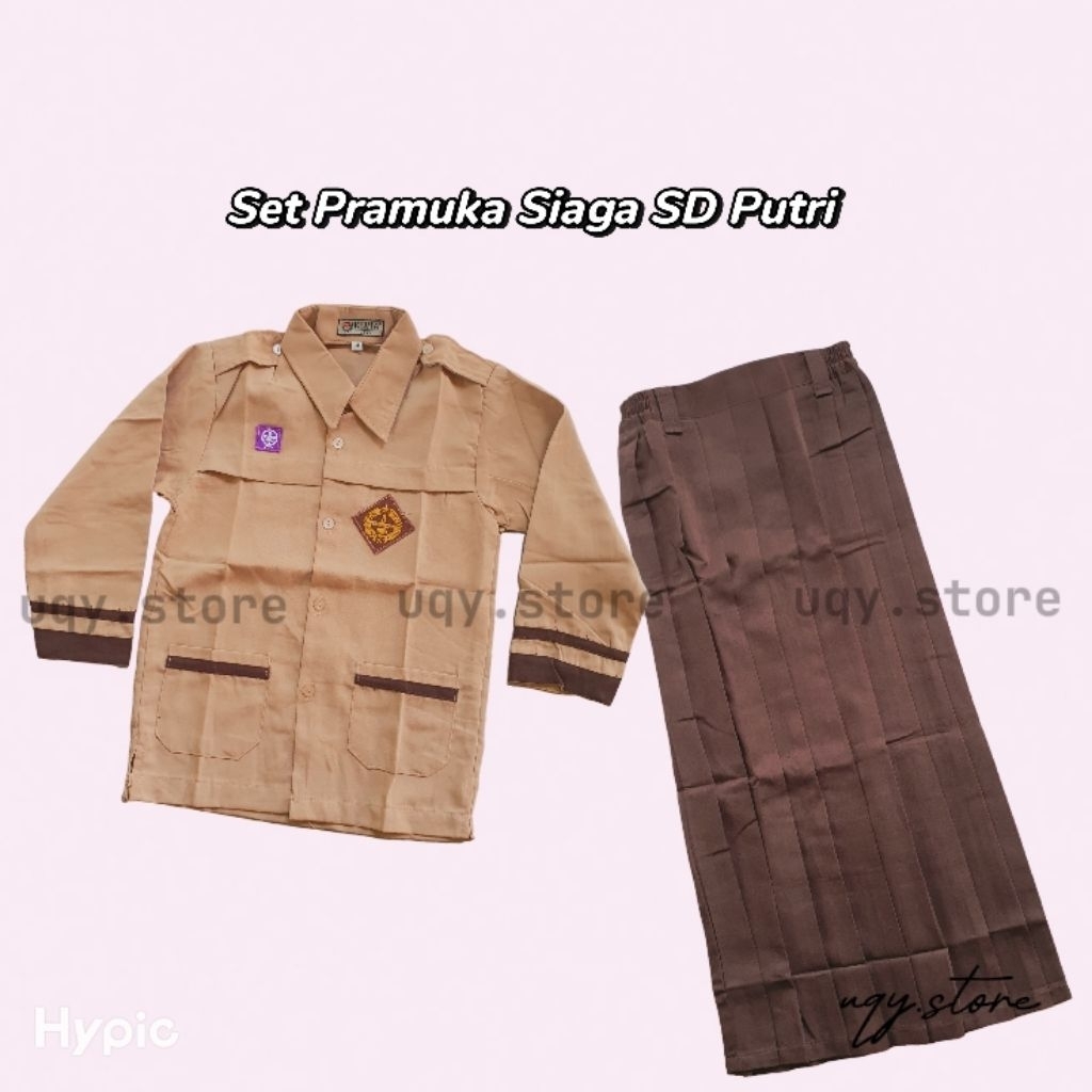 Set Pramuka Siaga SD MI Putri Setelan Seragam Sekolah SD Pramuka Siaga Panjang