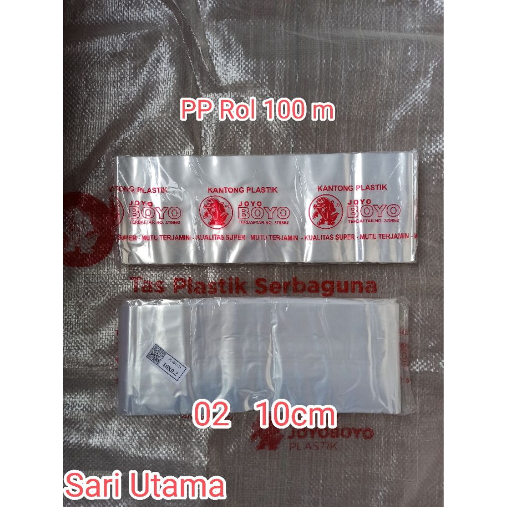 Joyo Boyo Plastik PP Rol 10x02 / Tebal 02 Lebar 10 cm Panjang 100 m