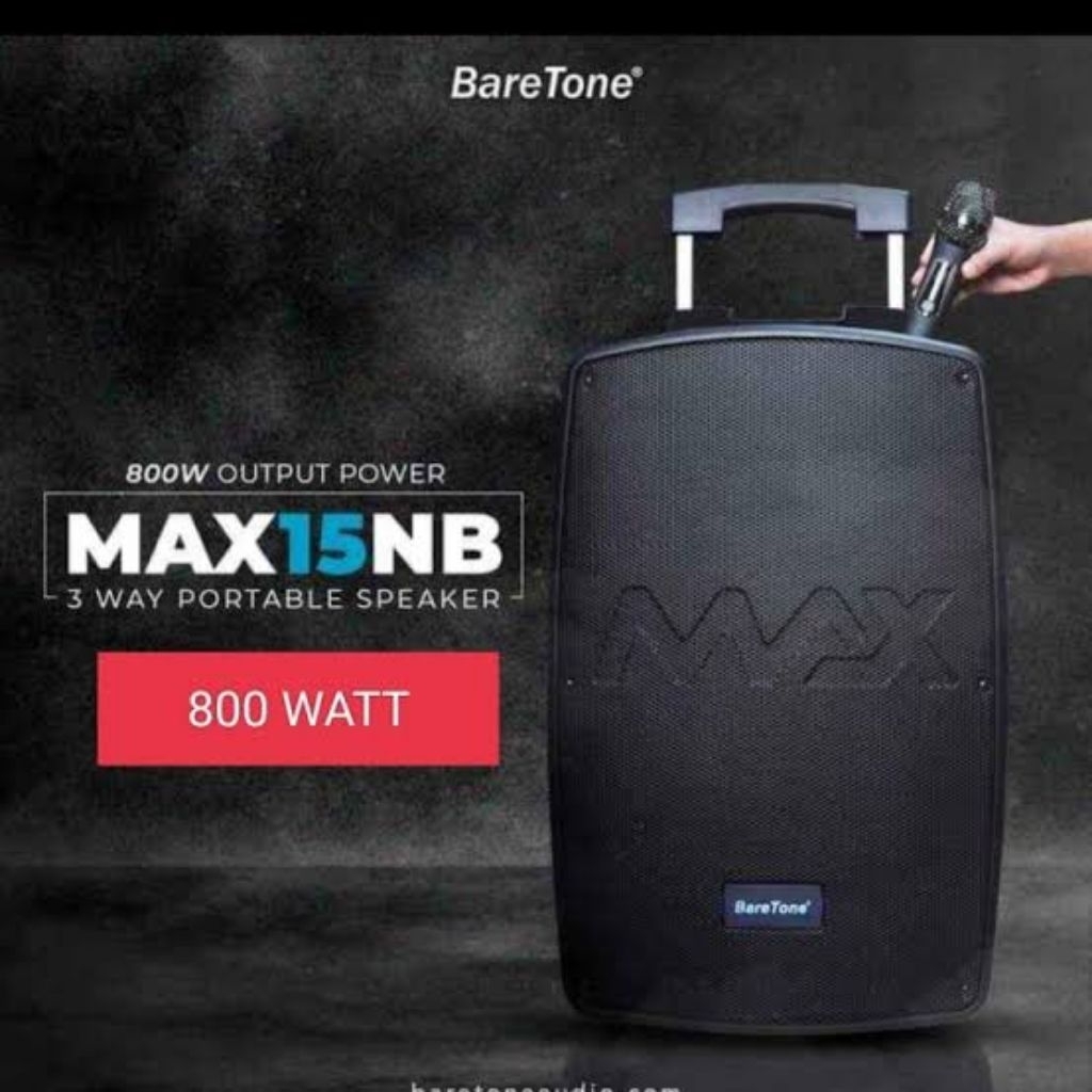 Speaker TWS Bluetooth Trolley BareTone MAX15NB | 15 inch [800W]