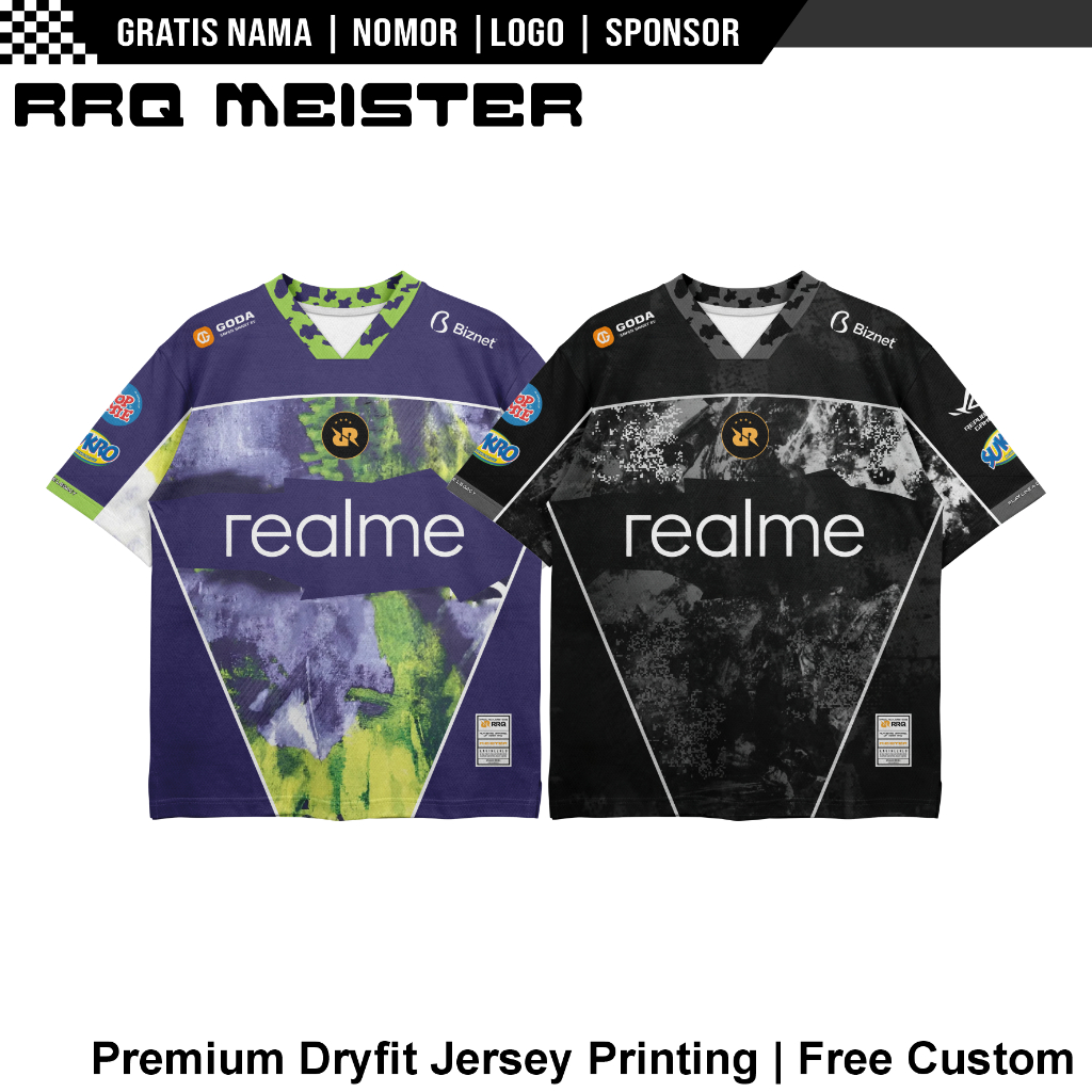 JERSEY  RRQ OVERSIZE TERBARU MEISTER MIED SEASON-16  GRATIS PASANG NAMA LOGO DAN SPONSOR