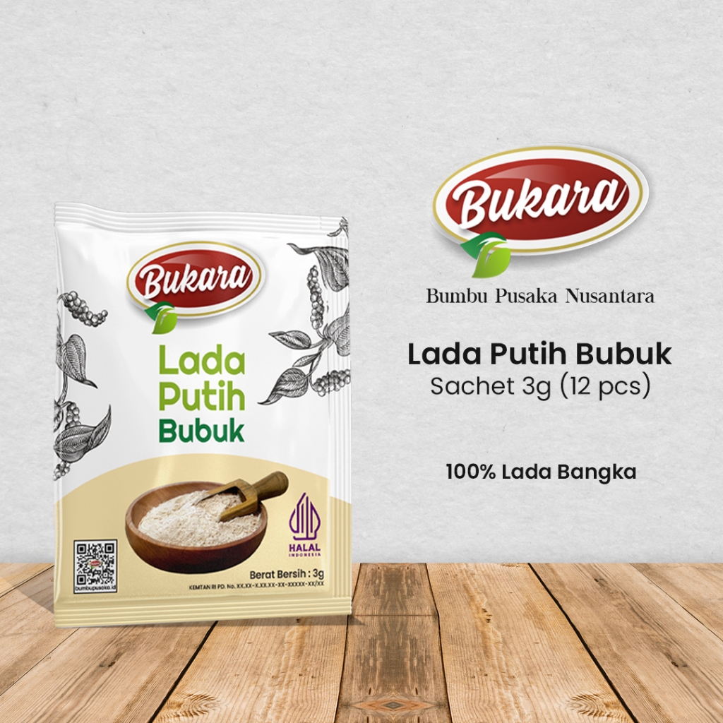 

Lada Putih Bubuk Merica Bangka Super Aroma Premium 12x3 gram Bukara Bumbu Dapur Rempah Sachet