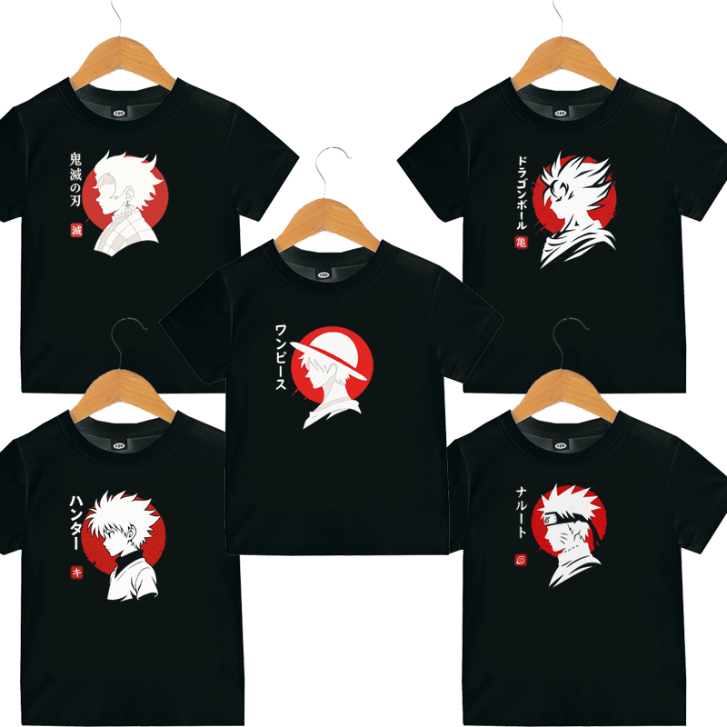 Kaos Baju Oblong Anak Anak Laki Laki Cowok Anime One Piece Naruto Dragon Ball Demon Slayer