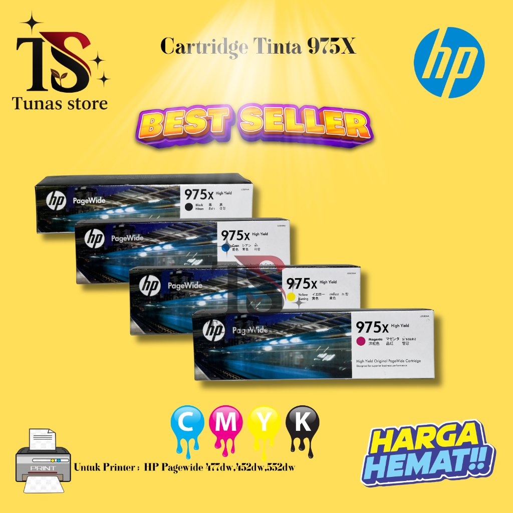 1 SET Tinta HP 975x tipe printer 477dw,452dw,552dw Original Catridge