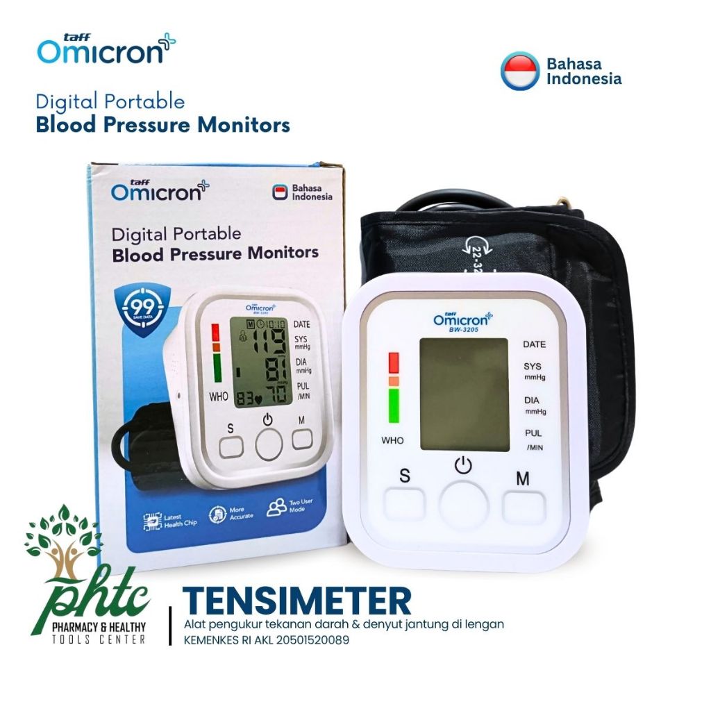 Taff Omicron BW-3205 Tensimeter Digital BW 3205 l Alat Ukur Tekanan Darah BW3205 Omicron