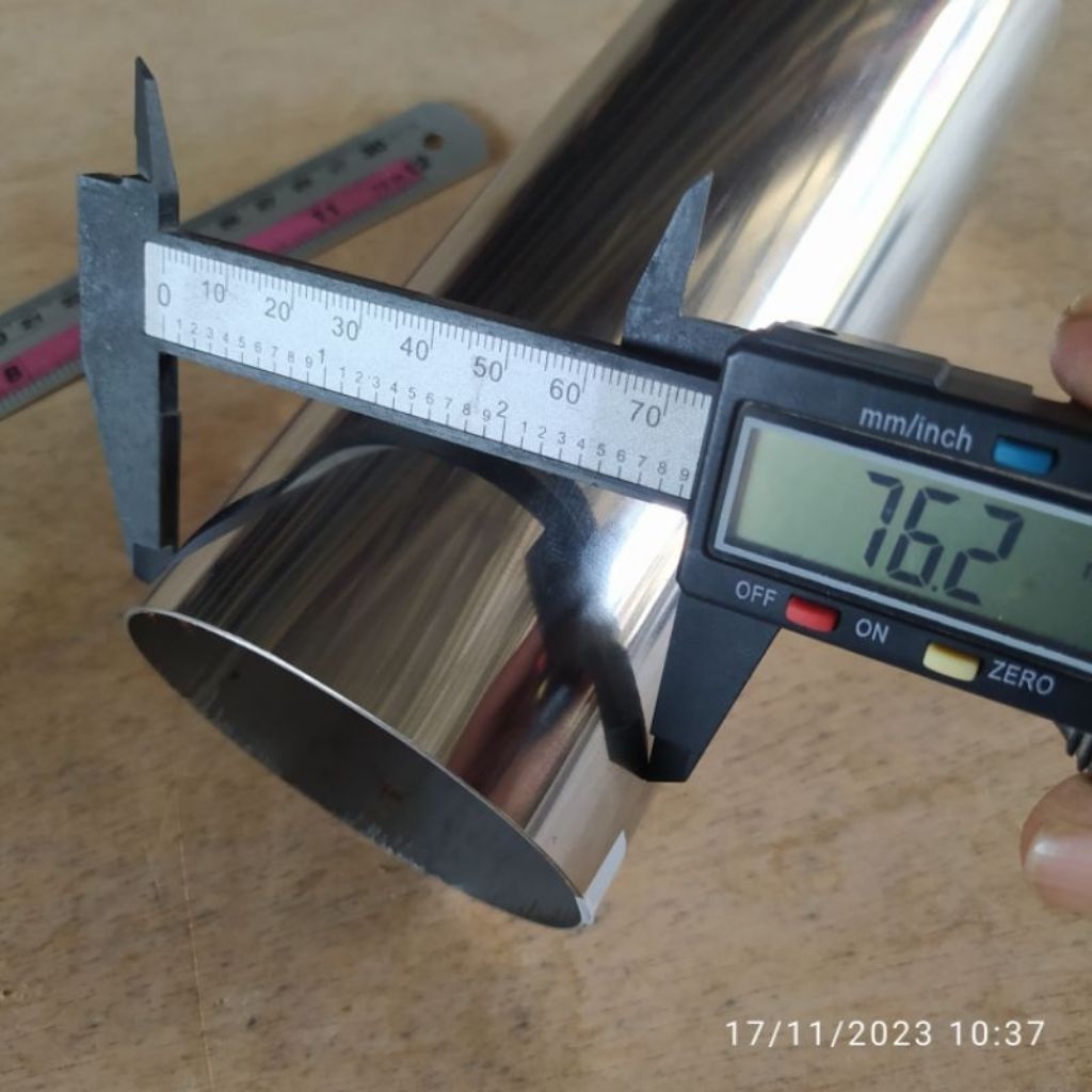 Pipa Bulat Stainless OD 76,2 mm ID 74,2 mm Tebal 1 mm Panjang 89 cm