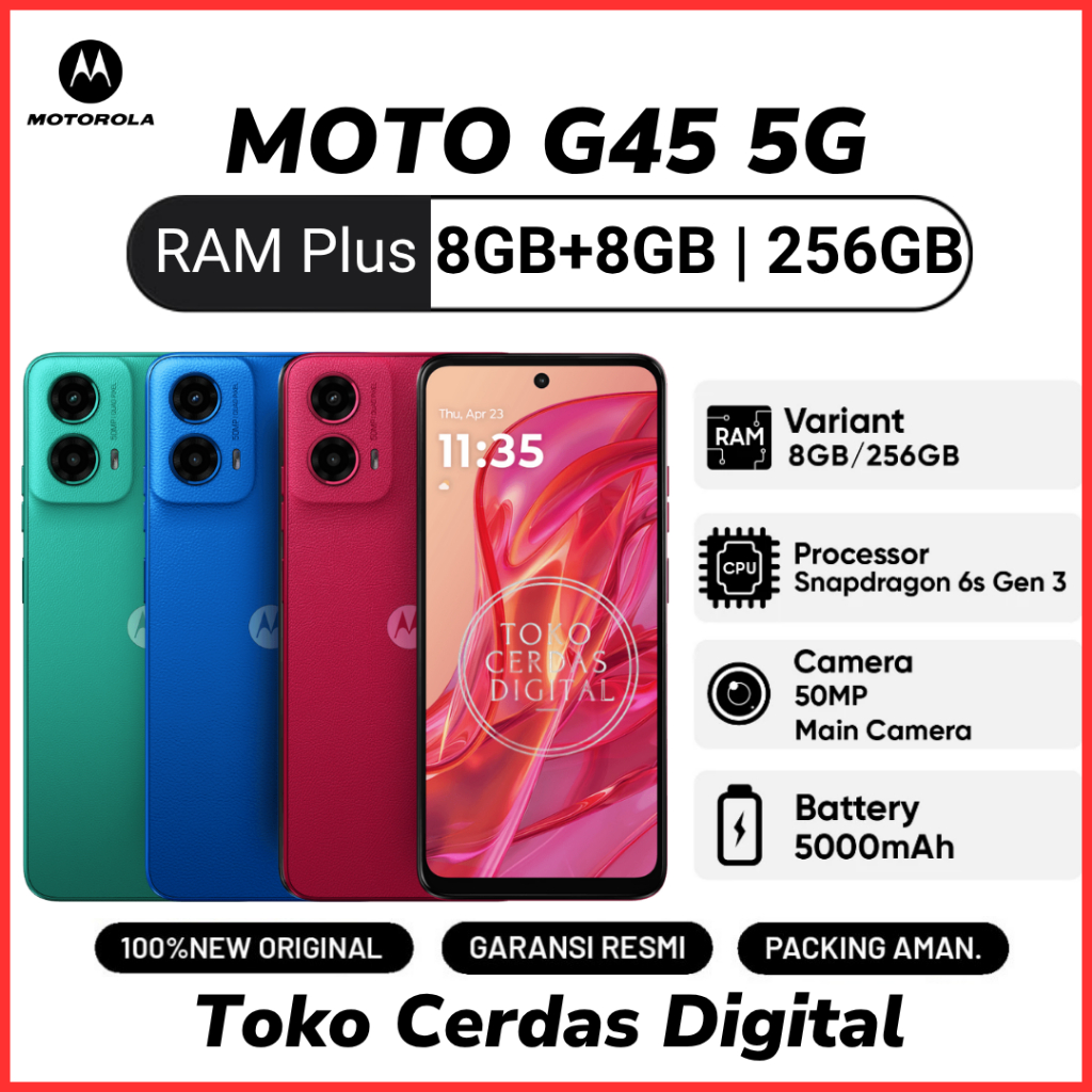 Motorola G45 5G 8/256GB NFC Garansi Resmi 12 Bulan | Moto G 45 5G | MotoG45 | MotorolaG45 |