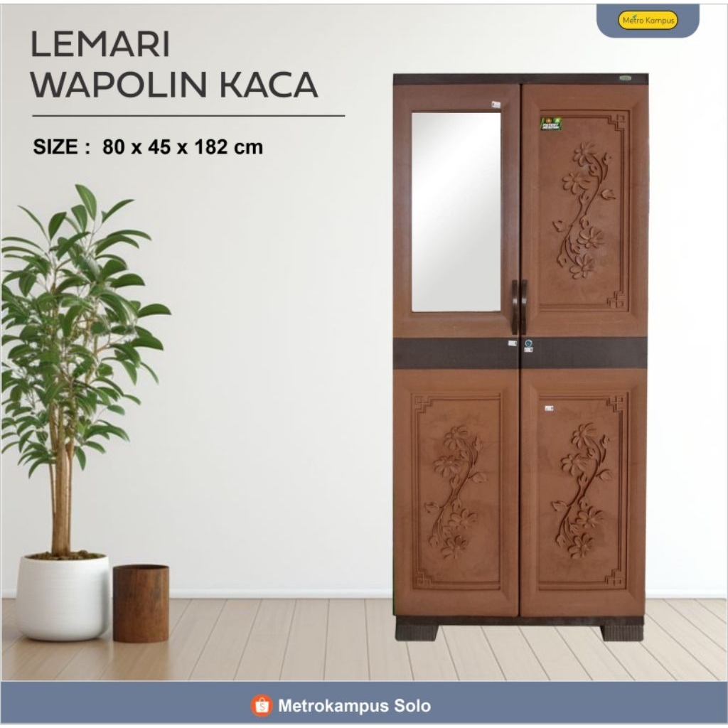 LEMARI WAPOLIN JUMBO KACA/LEMARI KACA/LEMARI MOTIF KAYU
