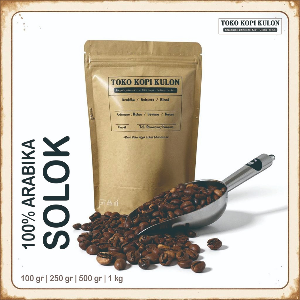 

ARABIKA SOLOK - Toko Kopi Kulon - Giling Halus/Medium/Kasar - 100 gram
