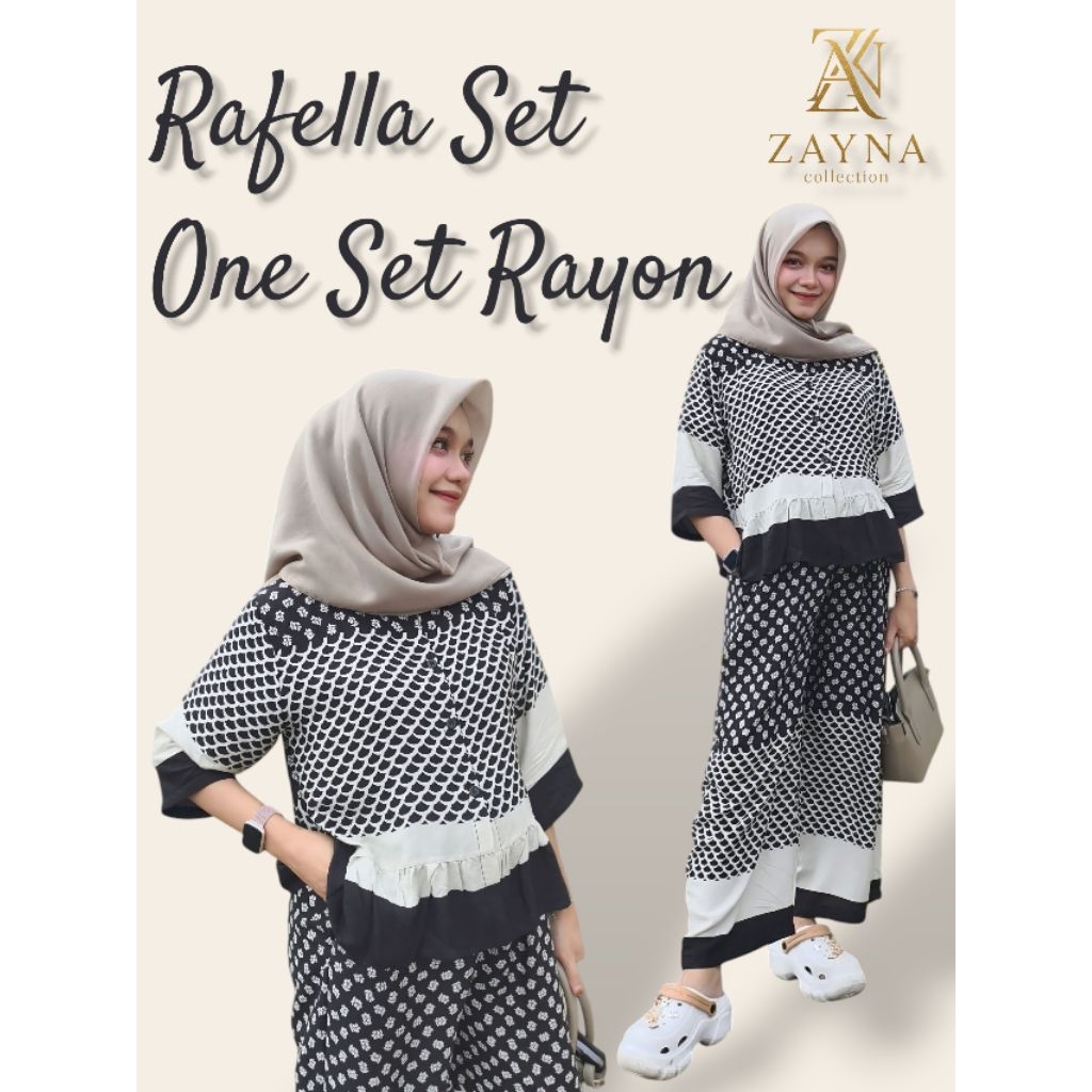 ZAYNA - Rafella One Set Setelan Rempel Semi Crop Top Rayon Premium Wanita Busui Bumil Remaja Adem