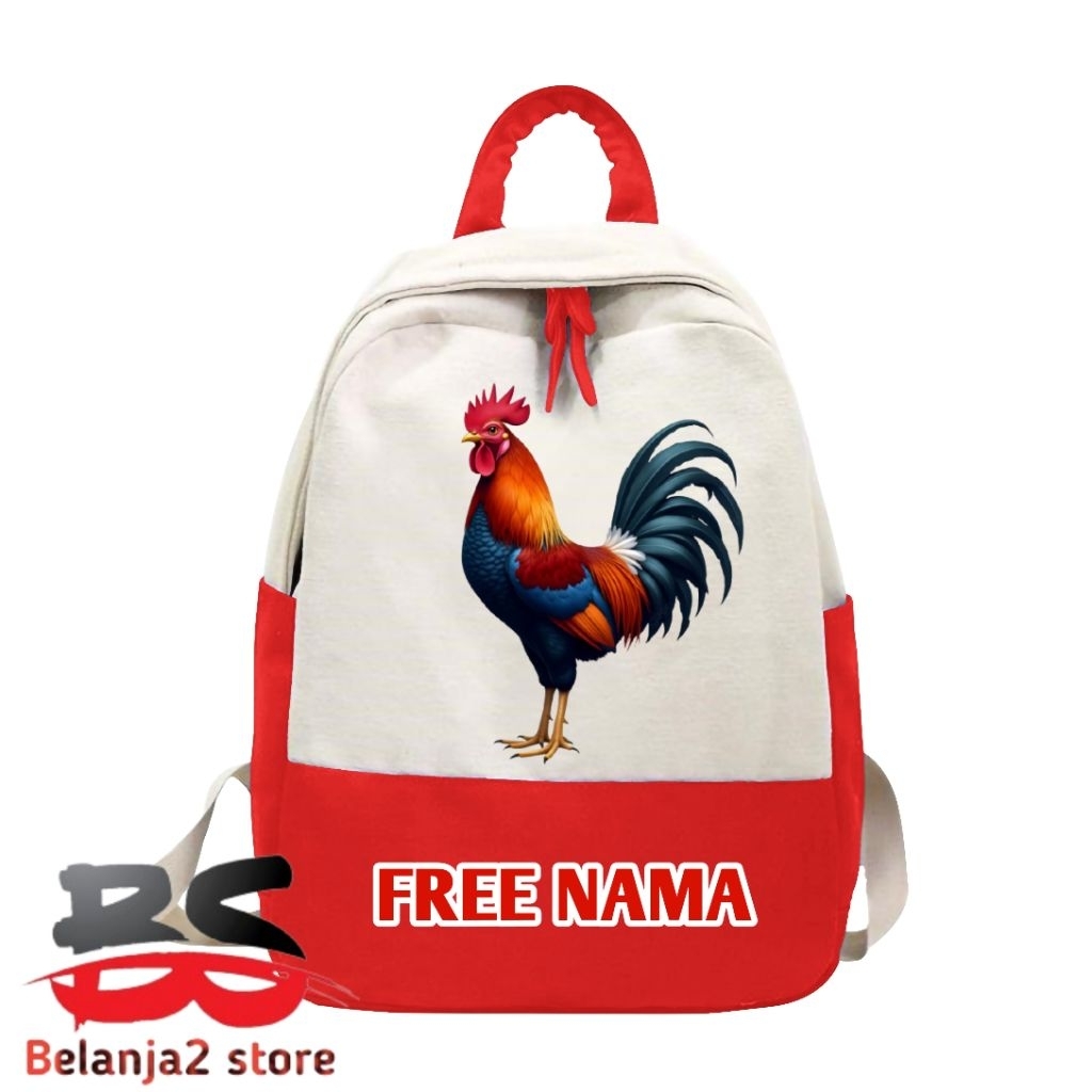 TAS ANAK RANSEL ANAK GAMBAR AYAM PELUNG JANTAN FREE NAMA
