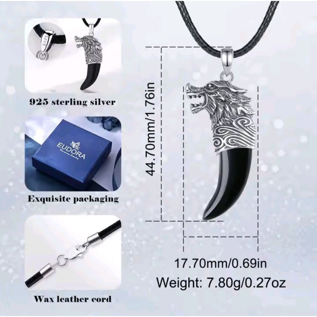 Kalung Tali Kulit Liontin Taring Dekoratif – Gaya Kasual & Trendy