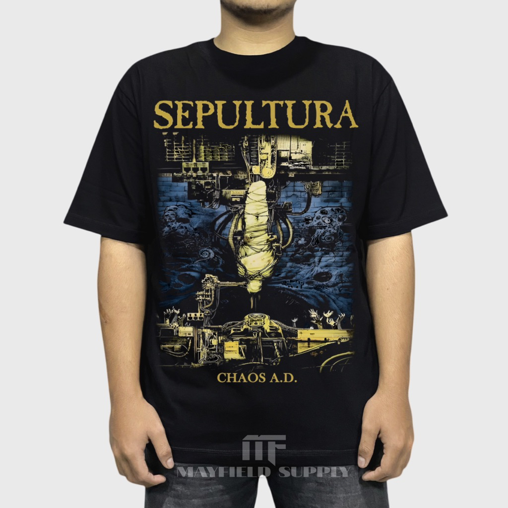 Sepultura Series Kaos Band SEPULTURA CHAOS AD Lengan Pendek Katun 24s Tshirt Musik Vintage Unisex