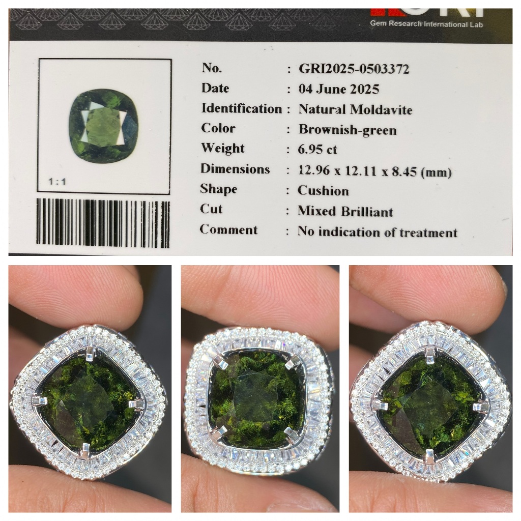 Natural 6.95ct deep green moldavite batu meteor asli