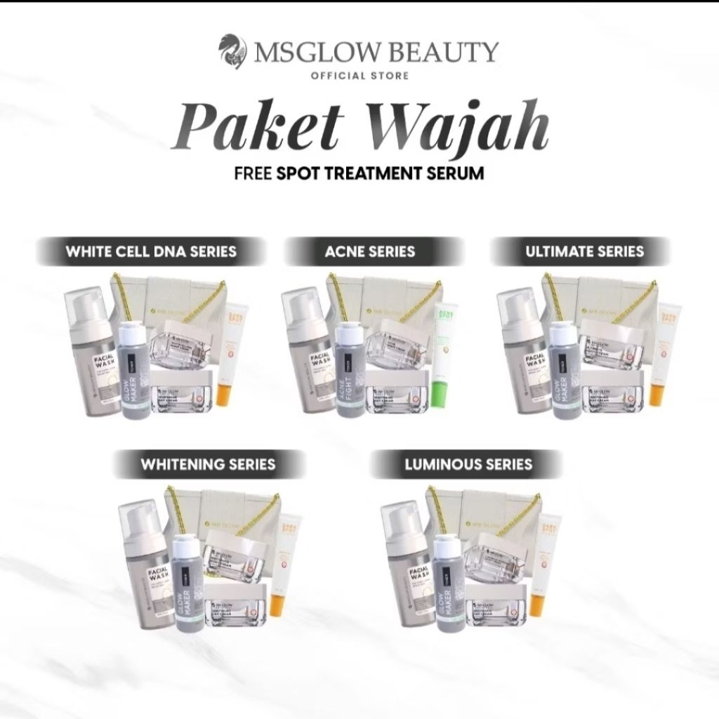 MS Glow Paket Perawatan Wajah (ISI 4) ORIGINAL / Skincare MS Glow Satu Paket / Whitening / Luminous 
