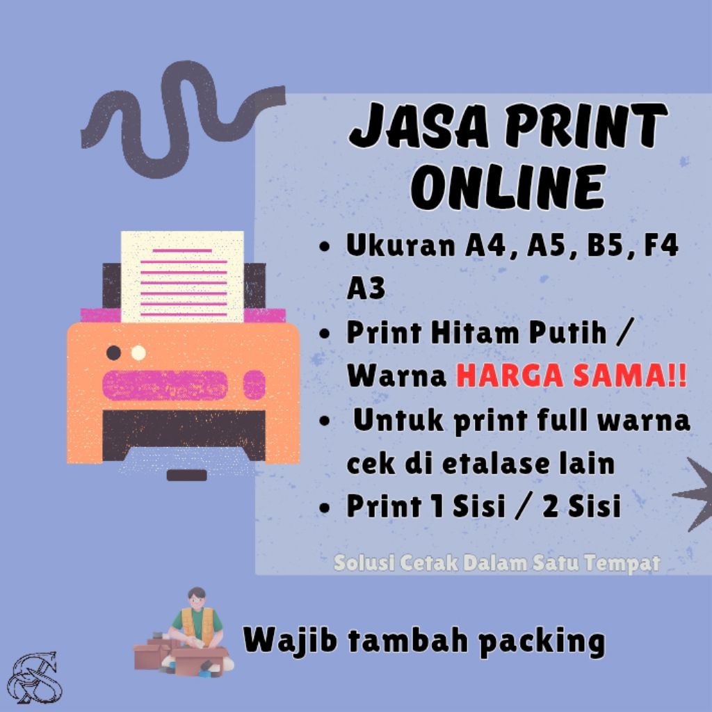 

PRINT / CETAK A4 A5 B5 F4 A3 80/75gsm CEPAT MURAH
