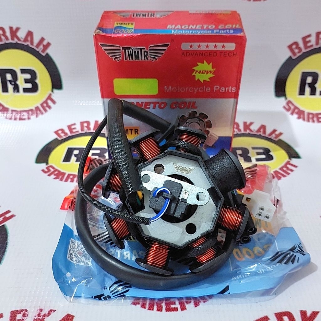 Spul Viar Karya Bit 8 pole/lilitan/gulungan baut 2 motor roda tiga -Sedia sparepart motor roda3 Viar