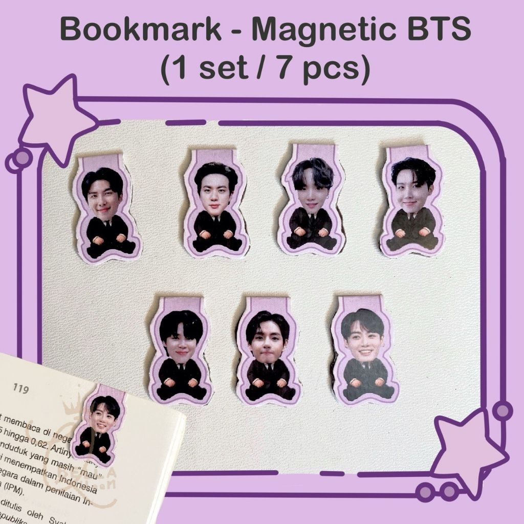 

(1set 7pcs) Bookmark Magnetic Pembatas Buku BTS kpop jungkook namjoon suga seokjin