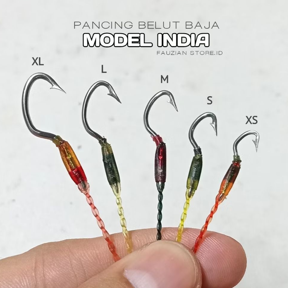 Kail Pancing Urek Belut Siap Pakai Bahan Baja Tahan Karat Model Kail India