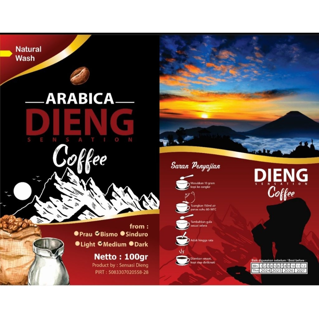 

kopi bubuk Sensation Dieng Arabika natural wash kemasan 100gram