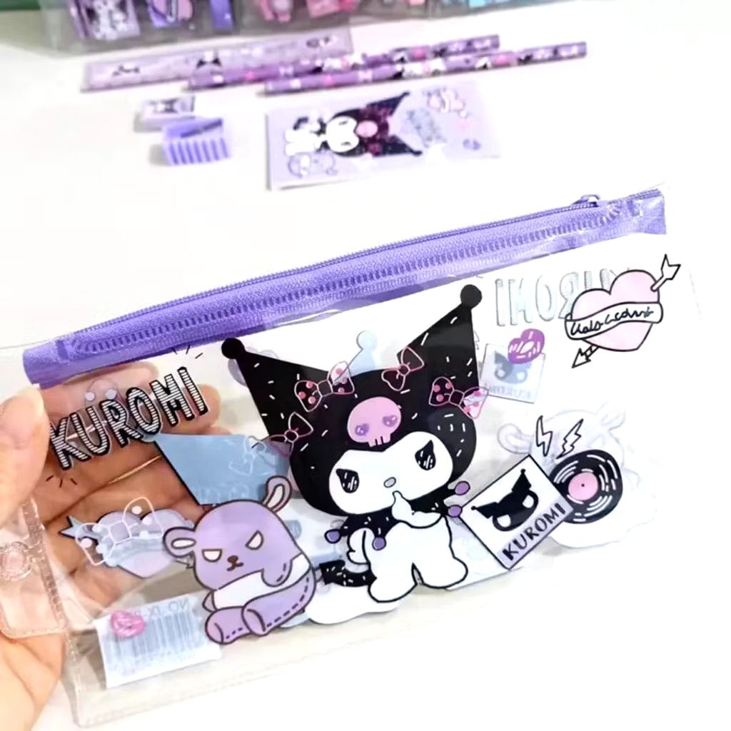 

set pensil 7 in 1 | pensil| penghapus | Rautan mini | Pouch | Penggaris