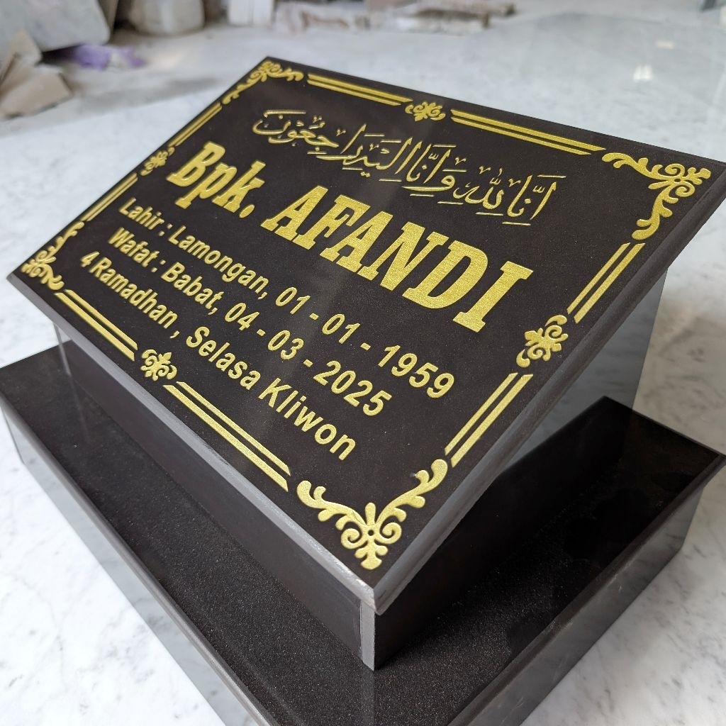 Seni Marmer - Dudukan Batu Nisan Makam 40x30 Cm