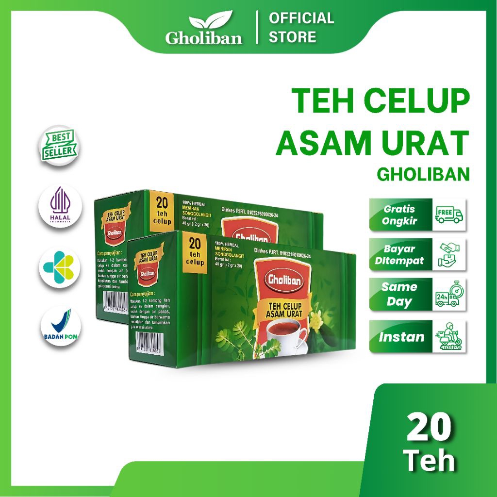 

Gholiban Teh Celup Asam Urat 20 Teh Herbal Alami untuk Membantu Meredakan Asam Urat dan Nyeri Sendi