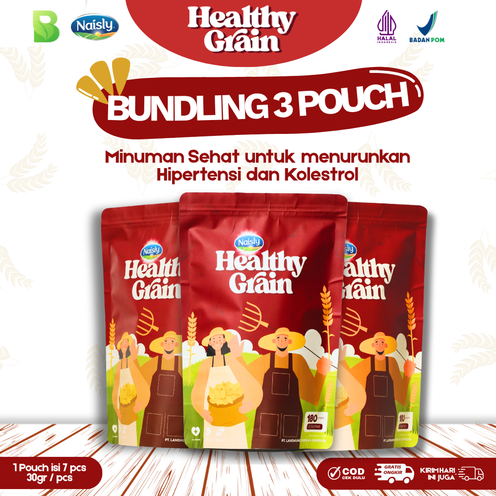 

Healthy Grain - Minuman Sehat Mengatasi Hipertensi dan Kolestrol (3 POUCH)