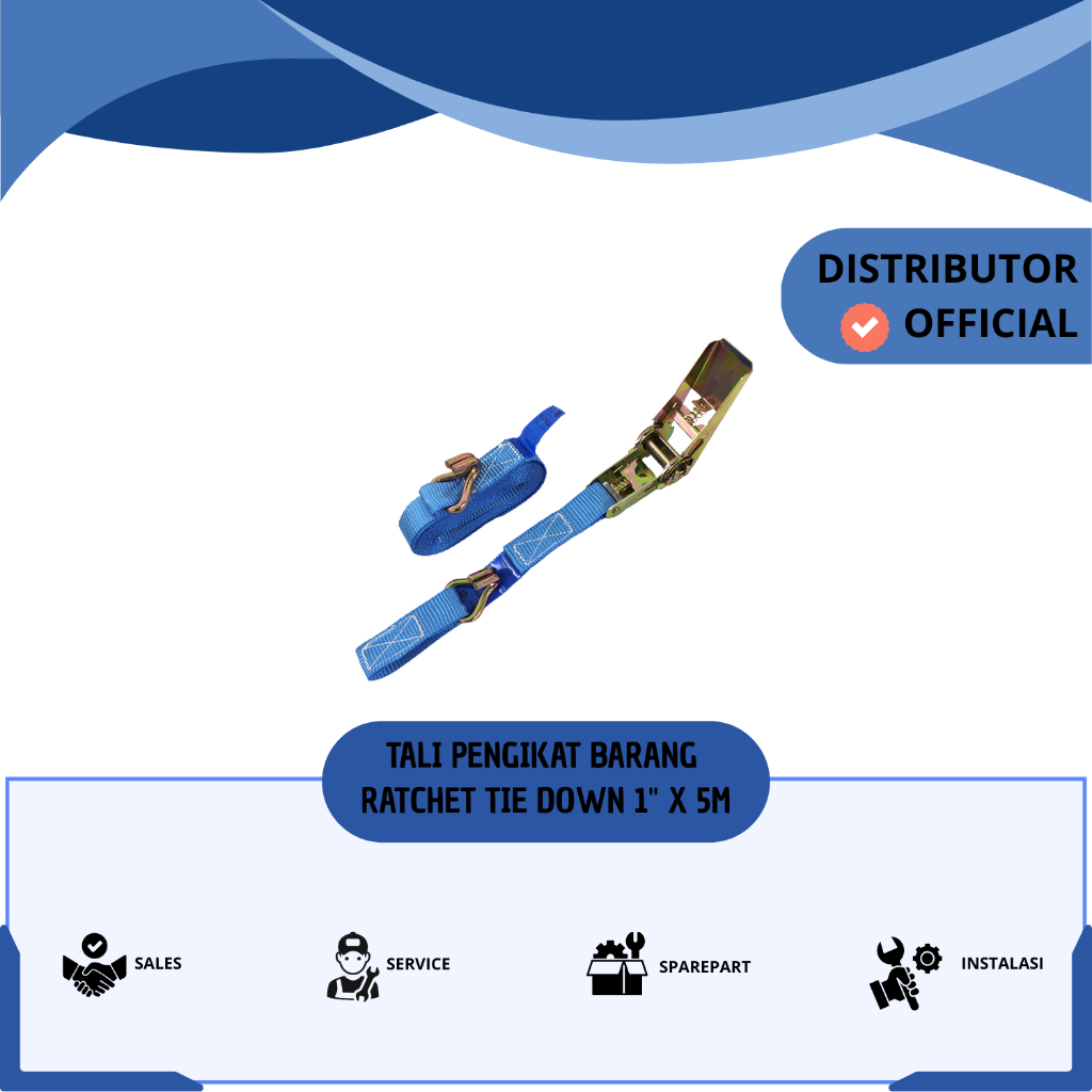 TALI PENGIKAT BARANG RATCHET TIE DOWN 1" X 5M CARGO BELT 0.8 TON