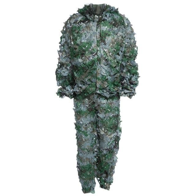 Baju Setelan Kamuflase Camouflage Motif Daun 3D untuk Paintball dan Fotography Alam
