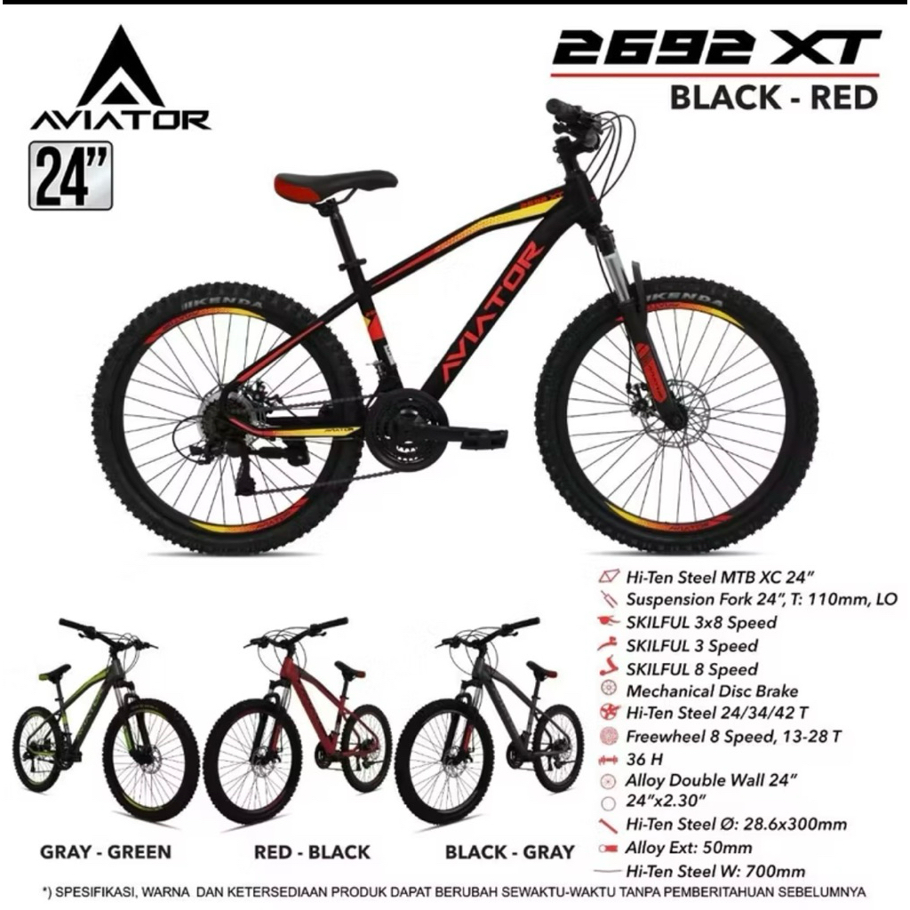 Sepeda Gunung MTB 24 Inch 26 Inch Aviator 2692 XT Terbaru By Pacific Murah promo bisa paylatter sepe