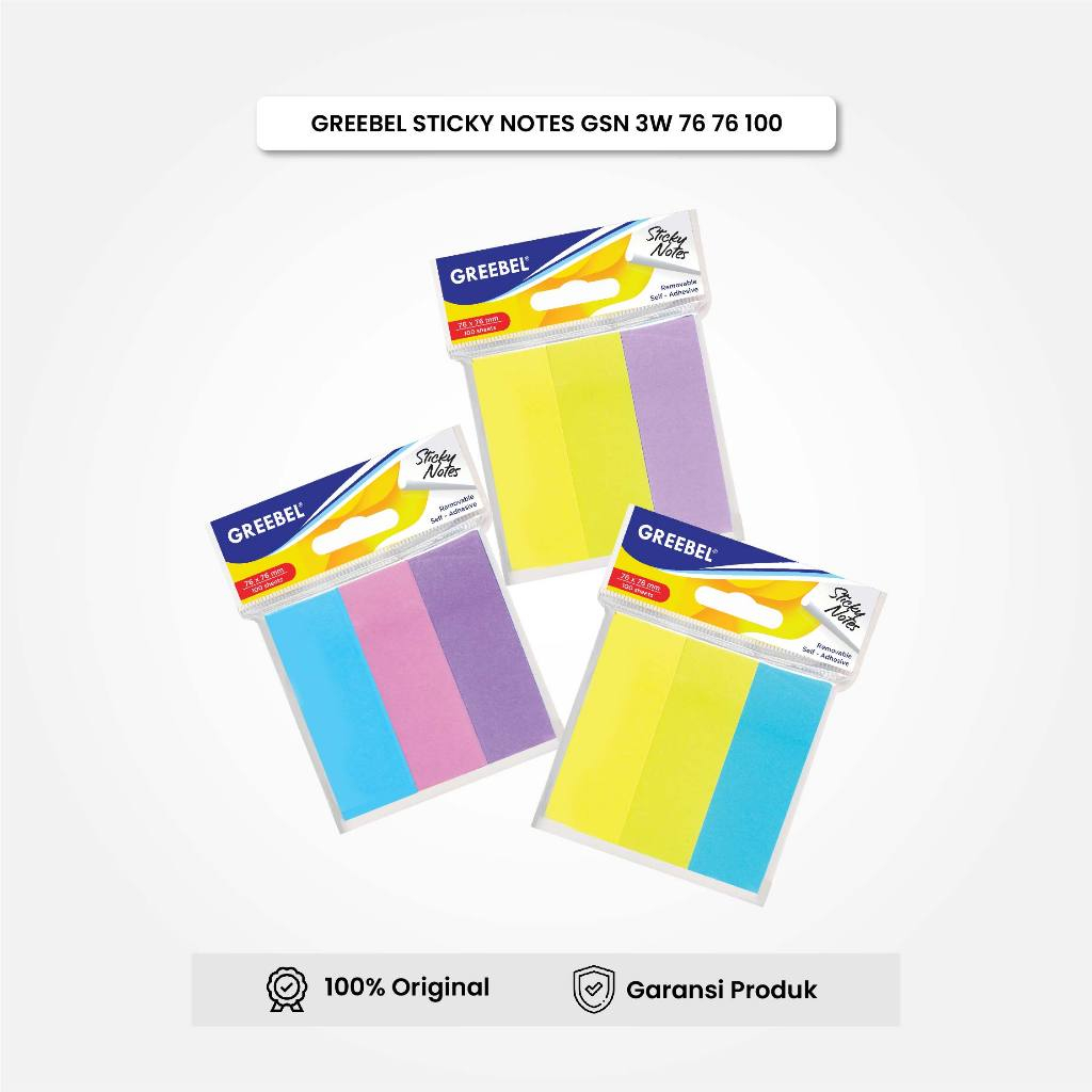 

GREEBEL Sticky Notes Kertas Catatan 100 Lembar (3W 7676100) Note Memo Alat Tulis Kantor