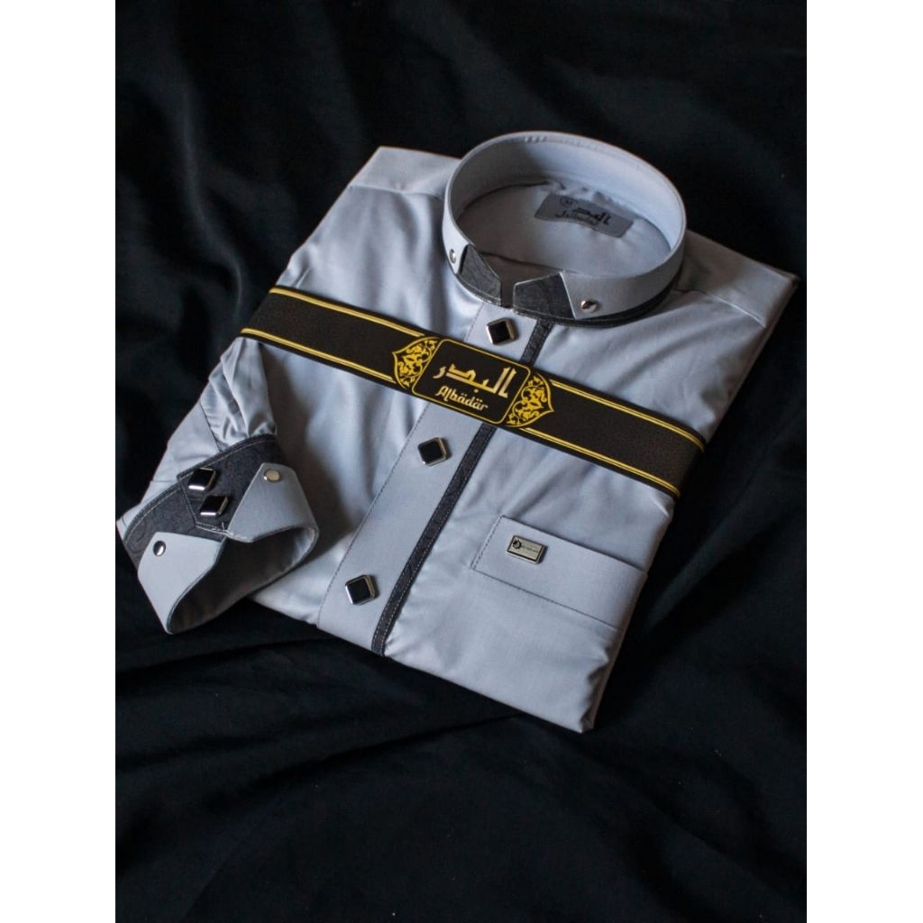 Jubah AL BADAR Kain Katun Kombinasi Manset,Bahan Halus dam Tidak Mudah Kusut