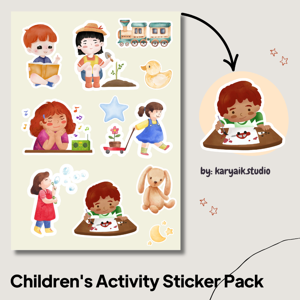 

Children's Activity Sticker Pack - Vinyl Aesthetic A6 | Stiker Planner, Laptop, Jurnal