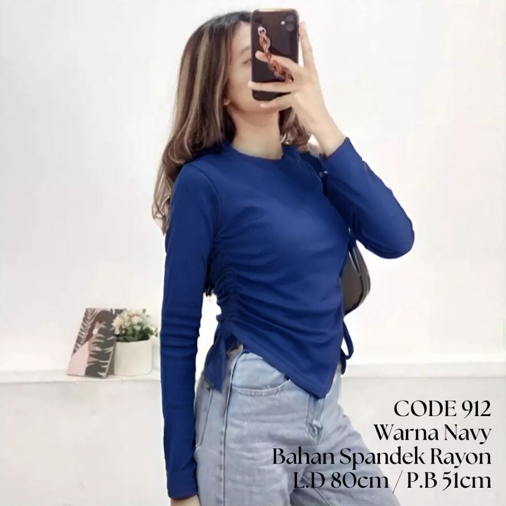 Baju Atasan Wanita Pinggang Tali Serut Lengan Panjang / Atasan Model Pinggang Tali Serut / Bahan Spa