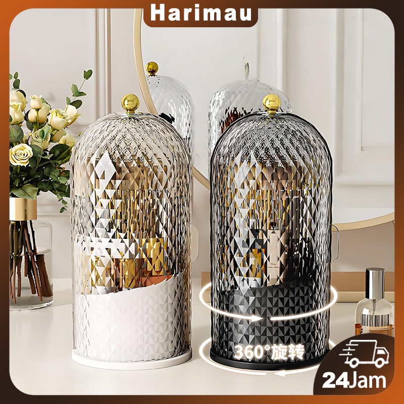 Tempat Kuas Rias Estetik Berputar 360° Dengan Tutup Wadah sendok Tempat Sendok Garpu Berputar Wadah 