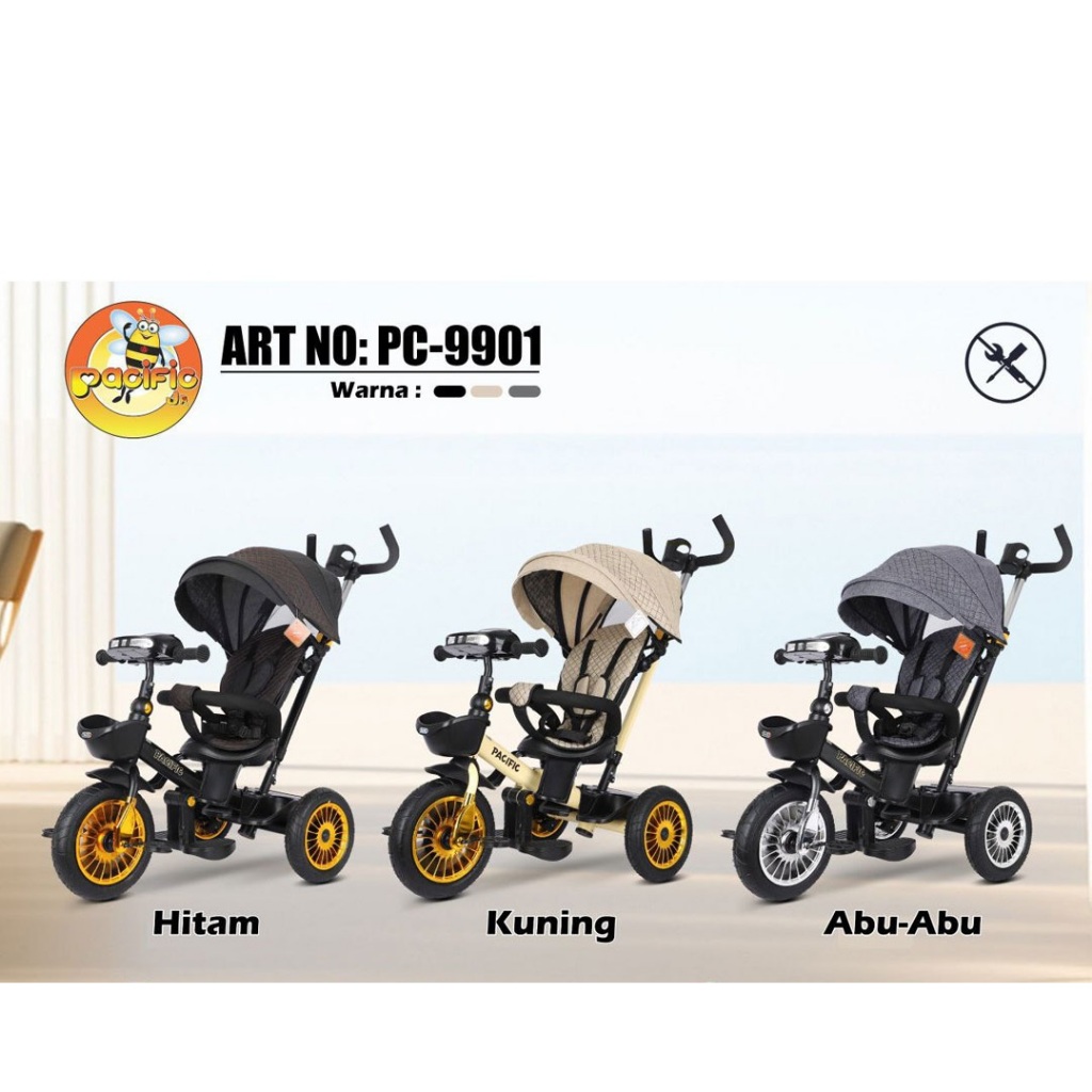 Tricycle pacific 9901 baby stroller dorongan anak bayi sepeda anak roda tiga kereta dorong anak bayi