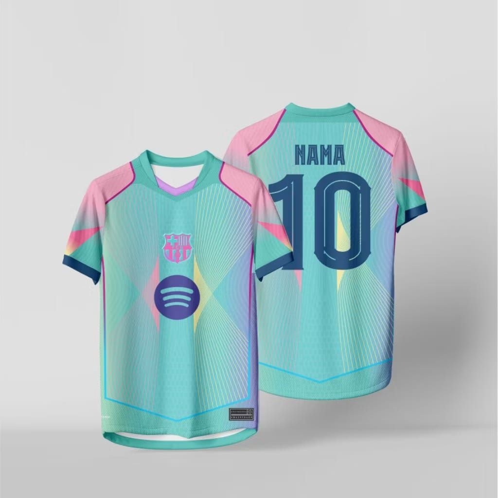 jersey barcelona spesial edition pink & hijau