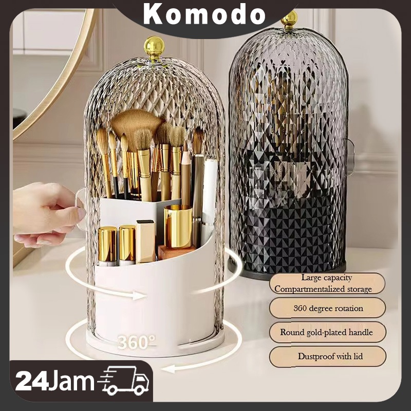 Tempat Kuas Rias Estetik Berputar 360° Dengan Tutup Wadah sendok Tempat Sendok Garpu Berputar Wadah 