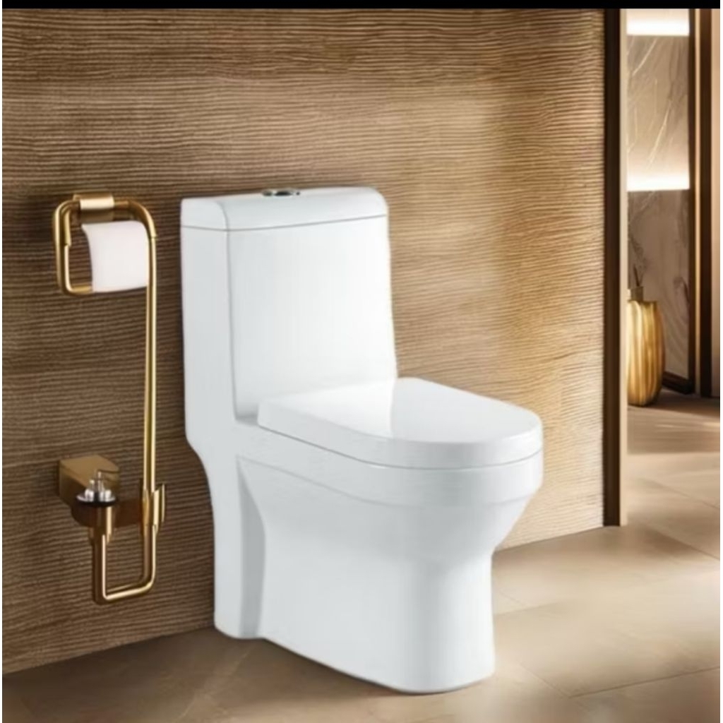 Closet Volk 1848 atau 362 One Piece Monoblok Komplit Jet Shower + Stop kran Double / Kloset Duduk Du