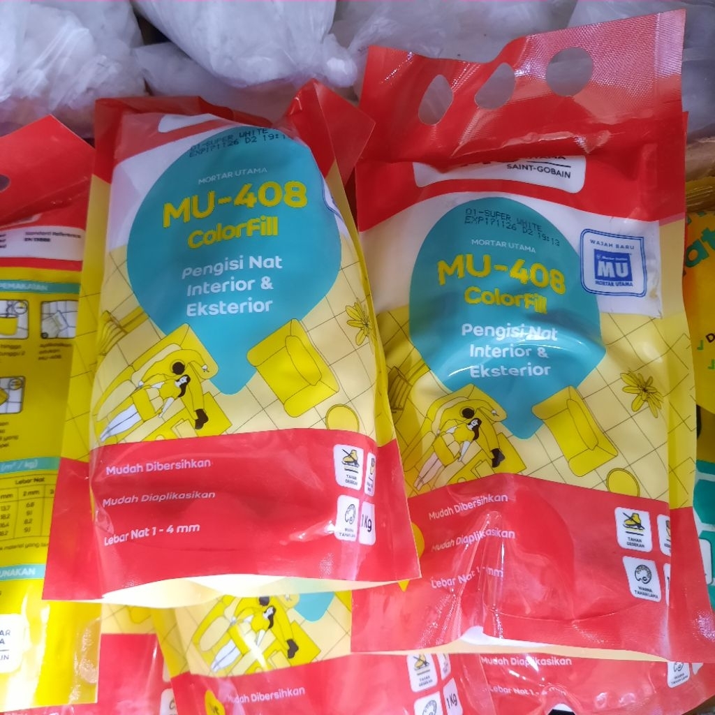 Semen Nat Mortar Utama MU - 408 warna Putih 1 kg / Colorfill Pengisi Nat