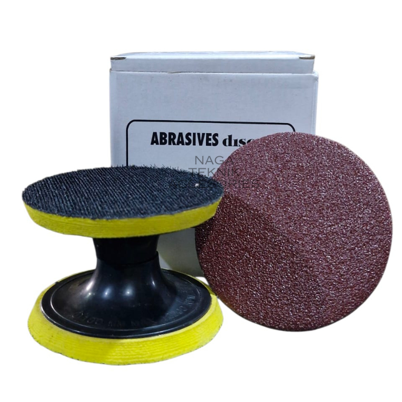 PAKET 2 PCS POLISHER VELCRO 4 INCH Tatakan Amplas DAN 1 KOTAK TAIYO Amplas Bulat Tempel 4" Inch
