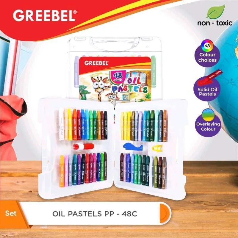 

GREEBEL Krayon Oil Pastel 48 Warna PP-48C Non Toxic - Set Pensil Minyak 48 Pilihan Warna