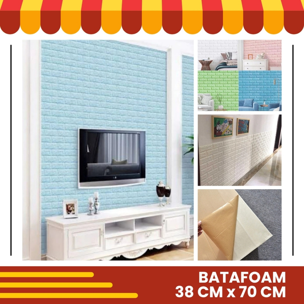 Wallstiker Wallpaper Dinding Sticker Wall Foam 3D Timbul Walpaper Batu Bata Anti Air Premium