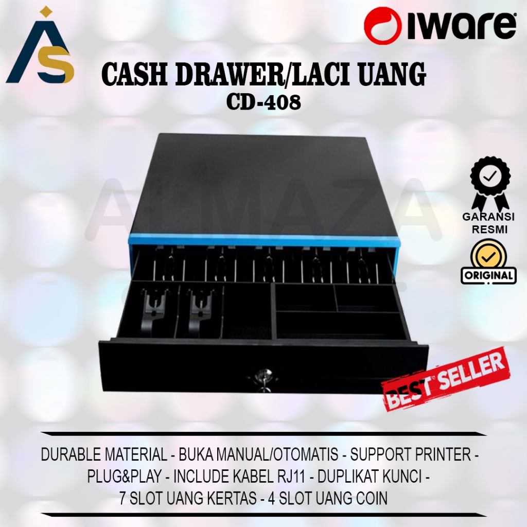 CASH DRAWER LACI UANG KASIR IWARE CD 408 RJ11