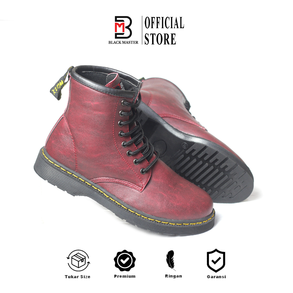BEST DEALS BLACK MASTER SEPATU BOOTS PRIA 8 HOLE KULIT PU TYPE DOCMART HIKING RIDING