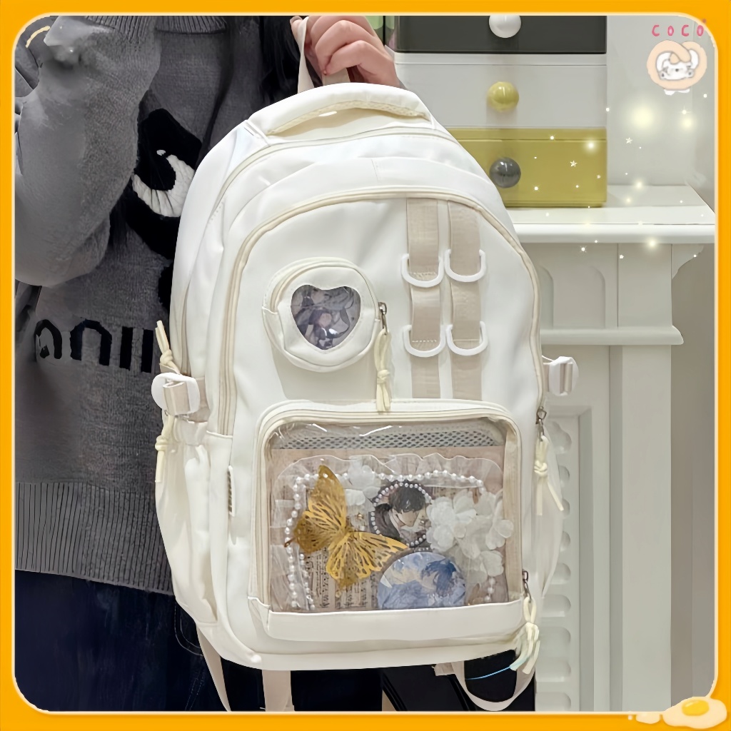 Tas Sekolah Jepang TransparanKapasitas Besar Tas Ransel WanitaTas Punggung LucuFashion Korea