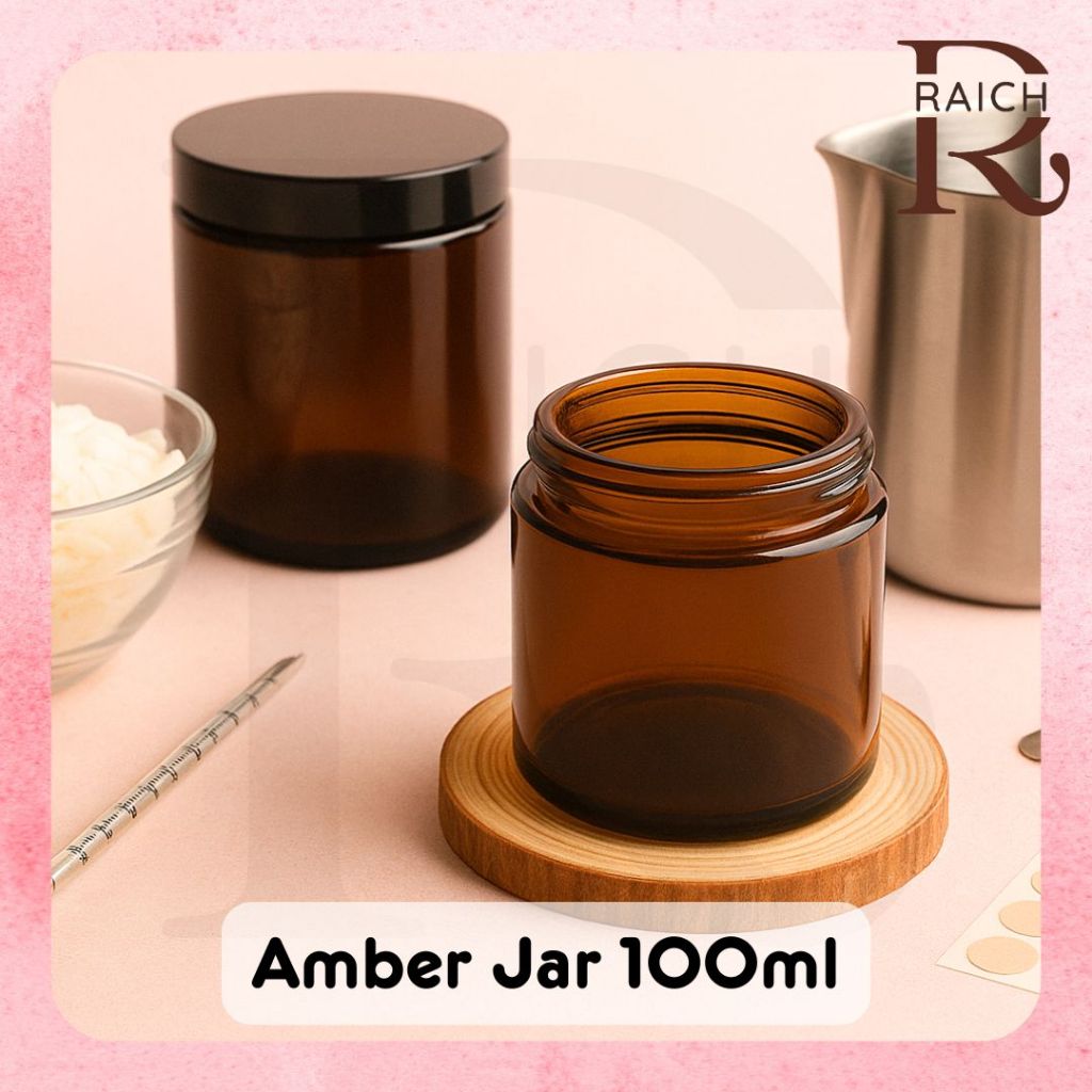 Amber Jar Kaca Tutup Hitam & Silver 100 ml for Candle Toples Kaca Lilin Bumbu SMALL