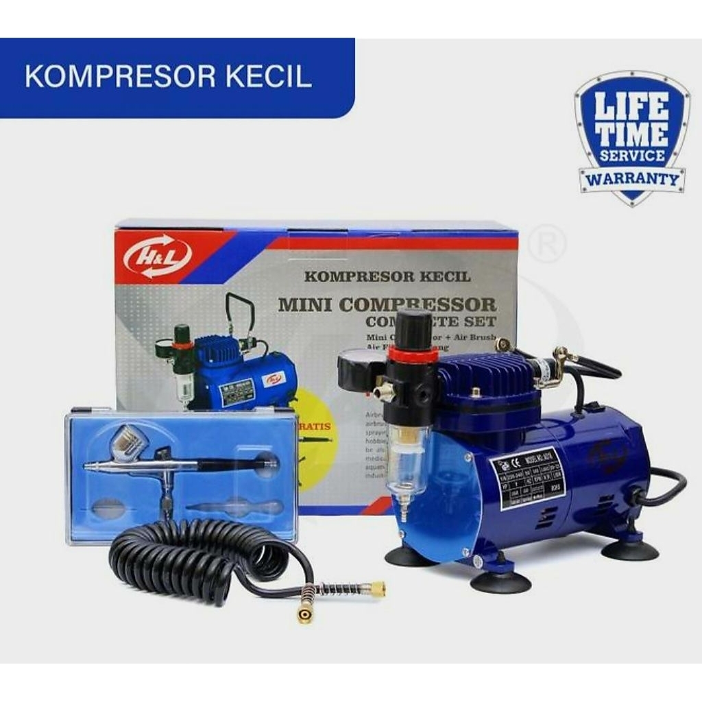 Kompresor mini 1/6hp khusus lukis komplit  selang dan Air brush
